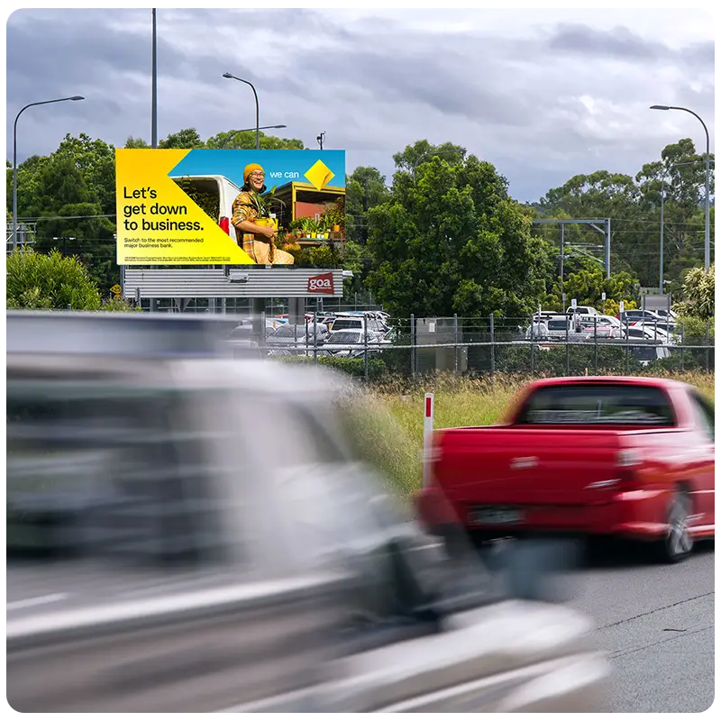 Digital billboard along a major Queensland road promoting local business