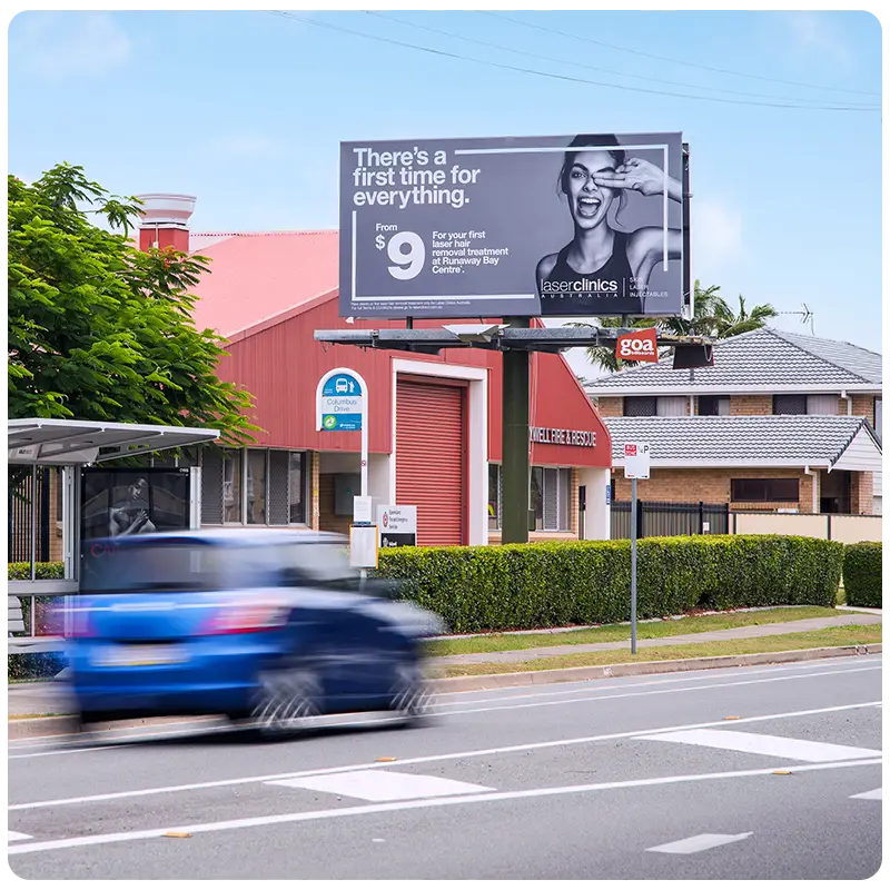 Static billboard placement along high-traffic corridor in QLD