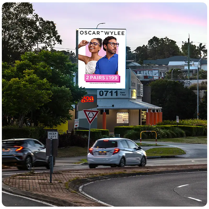 Digital billboard along a major Queensland road promoting local business
